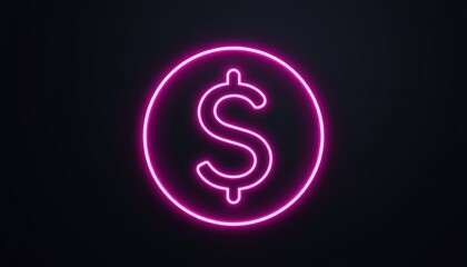 Naklejka premium Bright Neon Dollar Icon on Dark Background for Financial Concepts