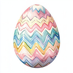 Obraz premium Painted egg radiates joy and festivity with bright, colorful zigzags