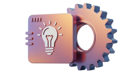 Isolated Light Bulb Icon with Circuit Board and Gear Combination