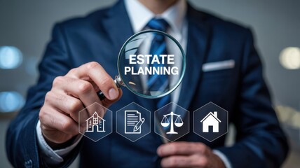 Businessperson examines estate planning concepts.