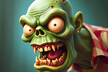 Cartoon Zombie Monster – Spooky Halloween Horror Backdrop in Creepy Comic Style Illustration