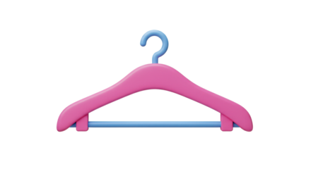 Isolated Pink Clothes Hanger with Blue Hook Organization