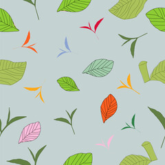seamless pattern with leaves. green leaves vector pattern background. Green tea leaf seamless pattern. tea leaves pattern background. seamless patterns with green leaves of tea.