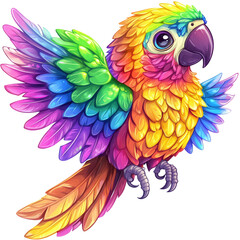 Obraz premium Vibrant parrot illustration with rainbow plumage a delightful and whimsical avian portrait