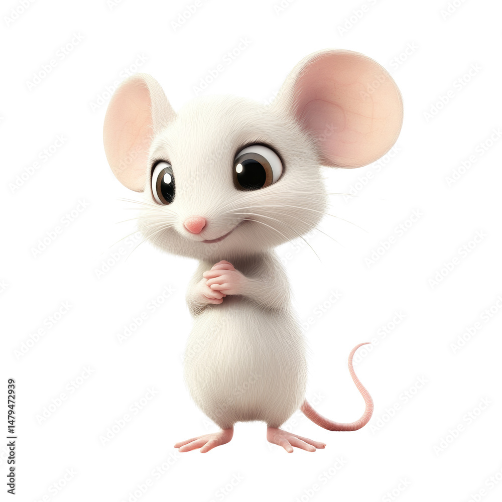 Aufkleber charming cartoon mouse with endearing gaze, isolated for flexible design applications