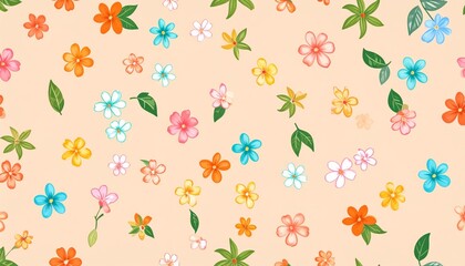 Fototapeta premium flowers and foliage colorful pattern spring summer background