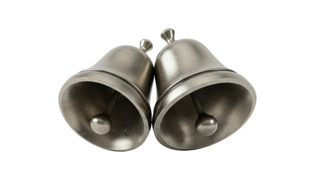 Isolated Pair of Metal Bells for Festive Celebration