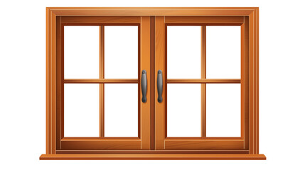 Rustic Wooden Double Pane Window Frame with Black Handles Perfect for Home Design Projects