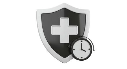 Obraz premium Isolated Shield with Medical Cross and Clock Representing Time Sensitive Healthcare