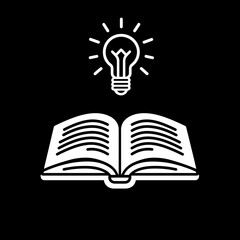 Open book with light bulb above representing the concept of knowledge  