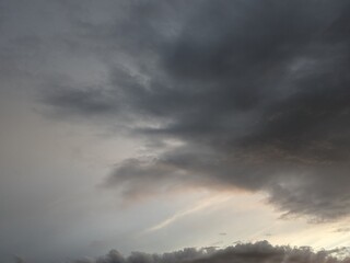 Blue Skies with wispy lines and fluffy white clouds