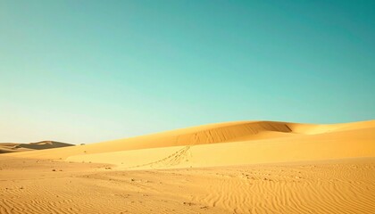 Fototapeta premium Exploring the vast sand dunes desert landscape nature photography bright blue sky panoramic view serenity and adventure
