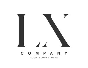 LX logo design. Initial letter l and x serif font style. Creative classic company name typography. Trendy logotype or identity.