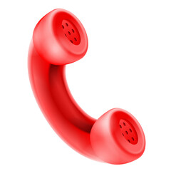 3d icon symbol isolated vector concept. Handset from telephone.Communication. Realistic render element design element. Cartoon minimal style.Red telephone handset.