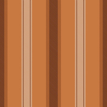 Chort background stripe pattern, graphic vertical lines textile. Cist fabric texture seamless vector in orange and dark colors.