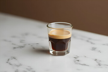 Espresso Shot in a Tiny Glass on Marble Counter