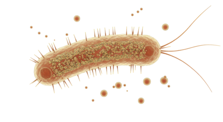Isolated Microscopic Bacteria Cell with Flagella