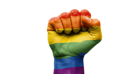 Isolated Clenched Fist Painted with LGBT Colors