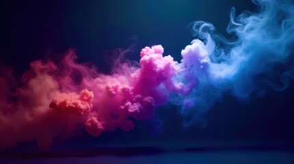 A colorful smoke cloud with pink, blue and purple swirls