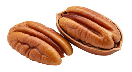 Isolated Two Shelled Pecan Nuts