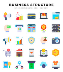 Set of Business Structure Icons Flat icons collection.