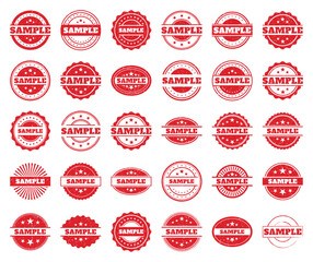 Obraz premium Collection of Red Grunge Sample Stamps. Vintage Design Elements