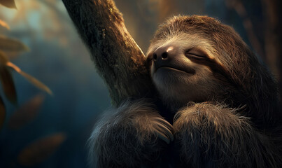 휴식을 하고 있는 나무늘보