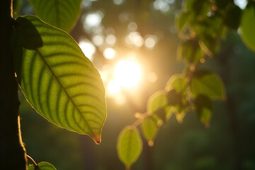 Sunlight Filtering Through Tree Leaves