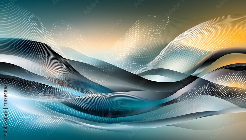 Poster abstract design with flowing lines and color transitions.