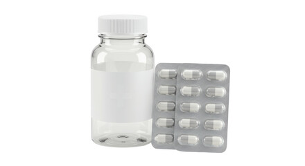 Isolated Medicine Pills Bottle and Blister Pack