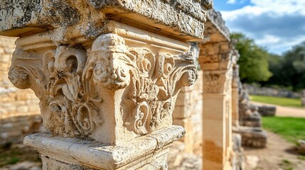 Obraz premium Ancient Stone Carving: Intricate Detail