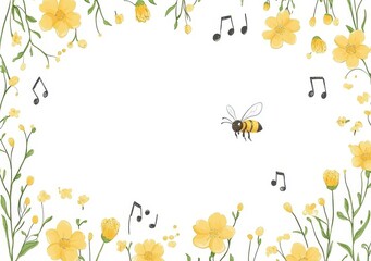 Obraz premium frame with yellow flowers