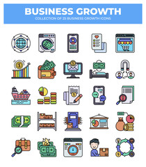 Collection of 25 Business Growth Icons: Boost Your Business with Visuals