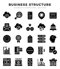 Set of Glyph Business Structure Icons. Glyph art icon. Vector illustration