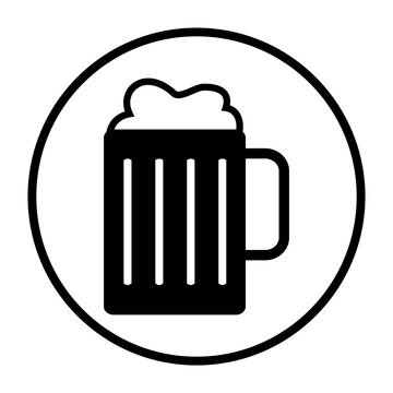 Runder schwarzer Button mit Bierkrug Symbol	