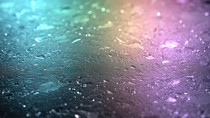 Fototapeta premium Vibrant Wet Surface Abstract Background with Color Gradient and Water Drops abstract background wet