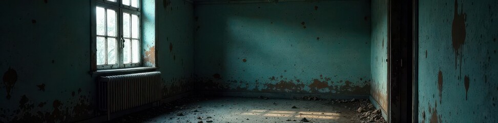 Obraz premium Distressed frames, shadowy corners, eerie house, house, sinister, old