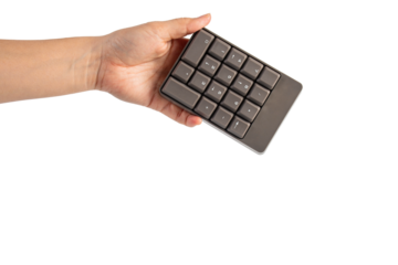 Bourne key contact numbers in hand on a transparent background.