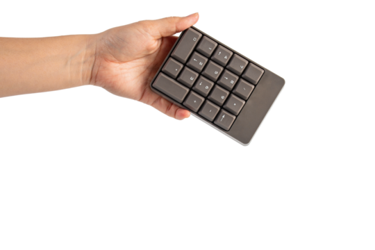 Bourne key contact numbers in hand on a transparent background.