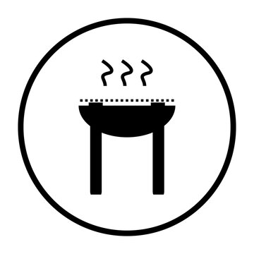 Runder schwarzer Button mit Grill Symbol	