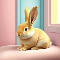 cute rabbit on a blue background