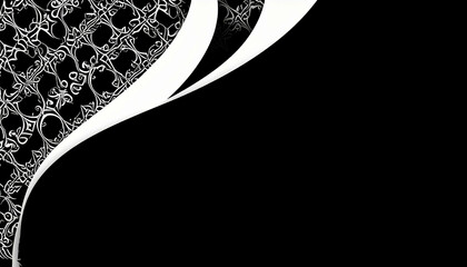 Ornate patterned corner overlay on black background, separated by curves