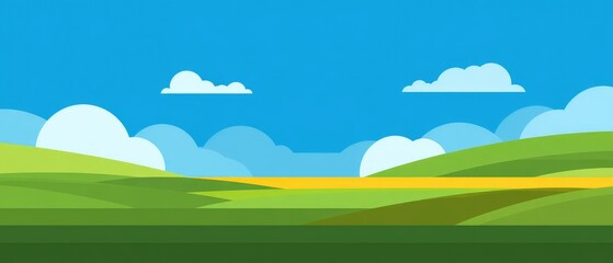 Simple landscape with hills and clouds