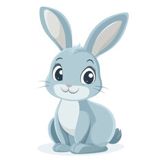 Fototapeta premium Cute cartoon rabbit sitting in a playful pose. PNG image, transparent background