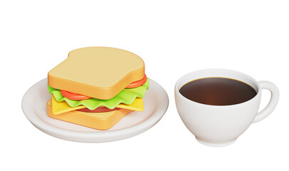 아침 식사 커피 샌드위치 Breakfast  Coffee and Sandwich