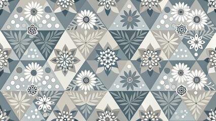 Elegant Floral Geometric Pattern with Triangular Design and Subtle Color Palette