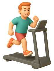 Fototapeta premium 3D Cartoon Man Running on Treadmill for Indoor Cardio Workout