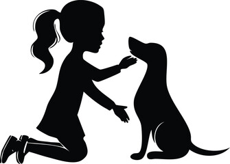 girl and her dog share a tender moment of connection and friendship