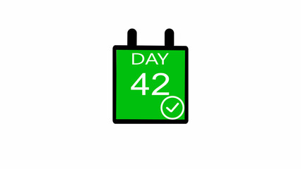Day 42 number icon illustration. with calendar check mark on a white background. and stunning 4k illustration.