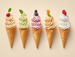 Cute stylized ice cream drawing set